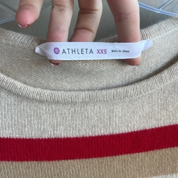 Athleta 100% cashmere lodge sweater chianti striped pullover cozy warm size XXS - Picture 3 of 9